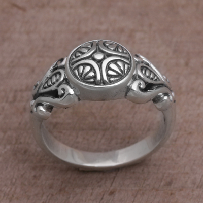 Sterling silver cocktail ring, 'First Sight' - Handcrafted Sterling Silver Round Cocktail Ring from Bali
