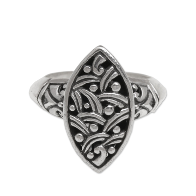 Sterling silver cocktail ring, 'Unity Weave' - Handmade 925 Sterling Silver Women's Cocktail Ring from Bali