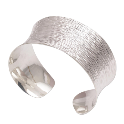 NOVICA .925 Sterling Silver Cuff Bracelet 'Dark Rain Blanket' 
