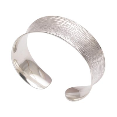 Etched 925 Sterling Silver Cuff Bracelet from Bali
