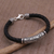 Leather and sterling silver bracelet, 'Lost Kingdom' - Handmade Black Leather and Sterling Silver Bracelet (image 2c) thumbail