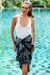 Cotton blend batik sarong, 'Seashore Shells' - Black and White Cotton Blend Sarong with Batik Shell Print