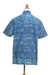 Men's batik cotton shirt, 'Ocean Waves' - Men's Short Sleeved Wave Print Cotton Shirt from Bali (image 2d) thumbail