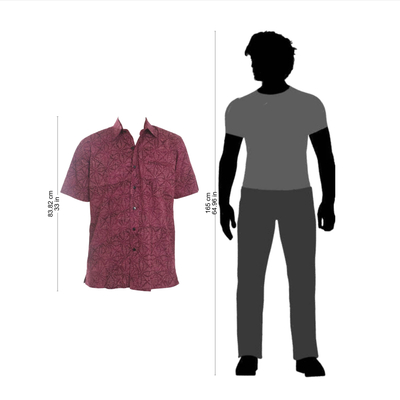 Herrenhemd aus Batik-Baumwolle - Kurzärmliges Herrenhemd aus Baumwolle mit Knopfleiste
