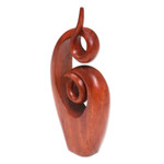 Wood sculpture, 'Twirling Together' - Handcrafted Suar Wood Abstract Sculpture from Bali