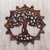 Wood relief panel, 'Sunshine Tree' - Handcrafted Circular Wood Tree Relief Panel from Bali (image 2) thumbail