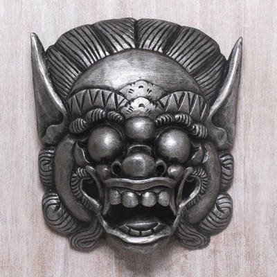 Holzmaske, 'Barong Celeng' - Handgefertigte Barong-Bangkal-Maske aus albesianischem Holz aus Bali