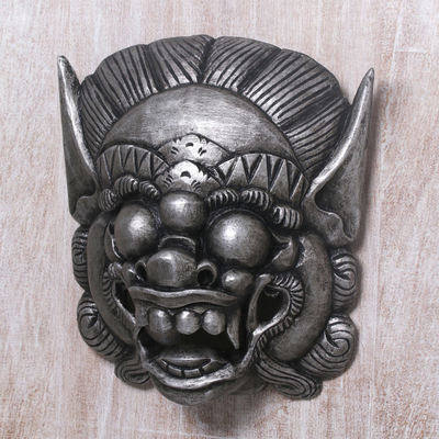 Holzmaske, 'Barong Celeng' - Handgefertigte Barong-Bangkal-Maske aus albesianischem Holz aus Bali