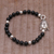 Onyx-Perlenarmband - Onyx- und Sterlingsilber-Perlen-Buddha-Armband aus Bali