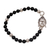 Onyx beaded bracelet, 'Buddha Orbs' - Onyx and Sterling Silver Beaded Buddha Bracelet from Bali thumbail
