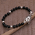 Onyx beaded bracelet, 'Buddha Orbs' - Onyx and Sterling Silver Beaded Buddha Bracelet from Bali (image 2c) thumbail