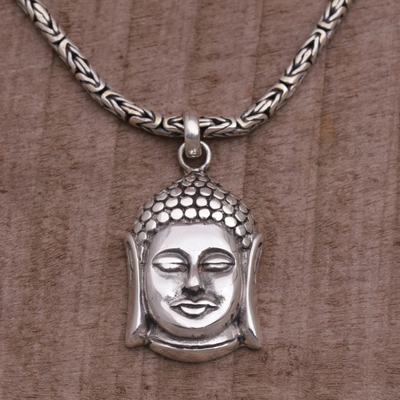 Sterling Silver Buddha Pendant Necklace from Bali - Charm of Buddha ...