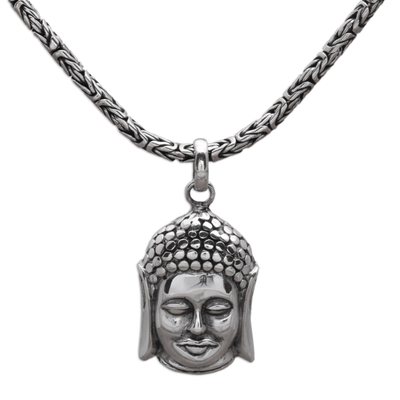 Sterling Silver Buddha Pendant Necklace from Bali