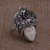 Amethyst cocktail ring, 'Janger Crown' - Amethyst and Sterling Silver Face Cocktail Ring from Bali