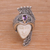 Amethyst cocktail ring, 'Peacock Prince' - Amethyst 925 Silver and Bone Face Ring from Bali (image 2) thumbail