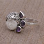 Amethyst cocktail ring, 'Knight's Tale' - Amethyst and Sterling Silver Cocktail Ring from Bali