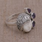 Amethyst cocktail ring, 'Knight's Tale' - Amethyst and Sterling Silver Cocktail Ring from Bali