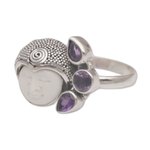 Amethyst cocktail ring, 'Knight's Tale' - Amethyst and Sterling Silver Cocktail Ring from Bali