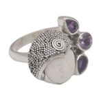 Amethyst cocktail ring, 'Knight's Tale' - Amethyst and Sterling Silver Cocktail Ring from Bali