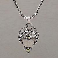 Peridot pendant necklace, 'Lunar Queen' - Peridot and Sterling Silver Pendant Necklace from Bali