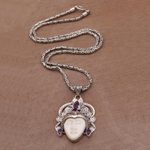 Amethyst pendant necklace, 'Bedugul Prince' - Amethyst and Sterling Silver Pendant Necklace from Bali