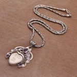 Amethyst pendant necklace, 'Bedugul Prince' - Amethyst and Sterling Silver Pendant Necklace from Bali
