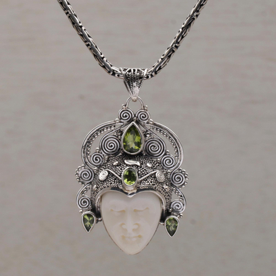 Peridot pendant necklace, 'Bedugul Prince' - Peridot and Sterling Silver Pendant Necklace from Bali