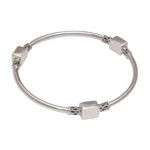 Sterling silver bangle bracelet, 'Square Reflection' - Sterling Silver Square Shape Bangle Bracelet from Bali
