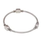 Sterling silver bangle bracelet, 'Square Reflection' - Sterling Silver Square Shape Bangle Bracelet from Bali