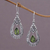 Peridot dangle earrings, 'Dewdrop Temple' - Peridot and Sterling Silver Dangle Earrings from Indonesia (image 2) thumbail