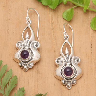 Amethyst dangle earrings, 'Glorious Majesty' - Amethyst and Sterling Silver Dangle Earrings from Indonesia