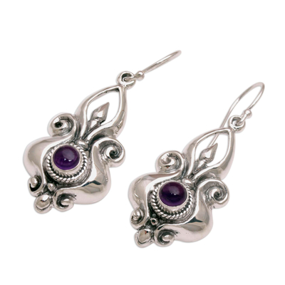 Amethyst dangle earrings, 'Glorious Majesty' - Amethyst and Sterling Silver Dangle Earrings from Indonesia
