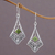 Peridot dangle earrings, 'Gianyar Dangle' - Handmade Sterling Silver Green Peridot Dangle Earrings (image 2) thumbail