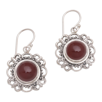 Carnelian and Sterling Silver Dangle Earrings from Indonesia