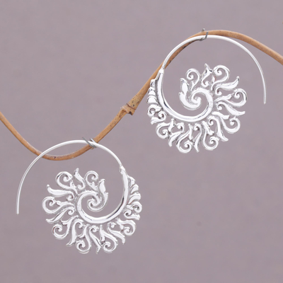 Sterling silver half-hoop earrings, Spiral Beauty