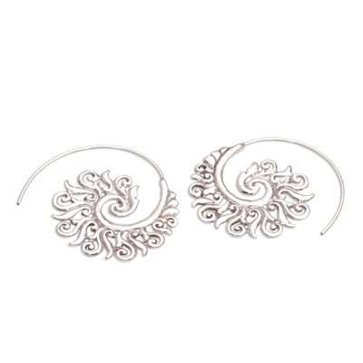 Sterling silver half-hoop earrings, 'Spiral Beauty' - 925 Sterling Silver Half Hoop Earrings from Indonesia