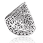 Sterling silver band ring, 'Memory of Bali' - Handmade Sterling Silver Wide Band Ring from Indonesia