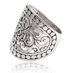 Sterling silver band ring, 'Memory of Bali' - Handmade Sterling Silver Wide Band Ring from Indonesia