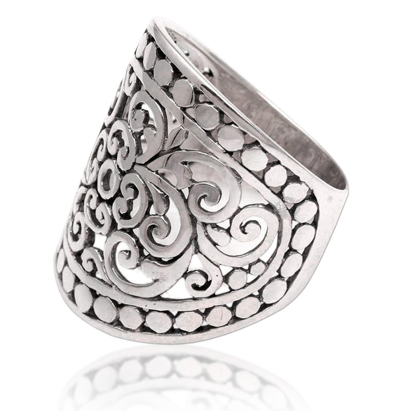 Handmade Sterling Silver Wide Band Ring from Indonesia