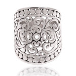 Sterling silver band ring, 'Memory of Bali' - Handmade Sterling Silver Wide Band Ring from Indonesia