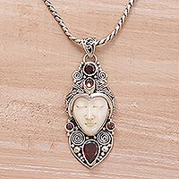 Garnet pendant necklace, 'Royal Knight'
