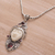 Garnet pendant necklace, 'Royal Knight' - Garnet and Sterling Silver Carved Pendant Necklace form Bali