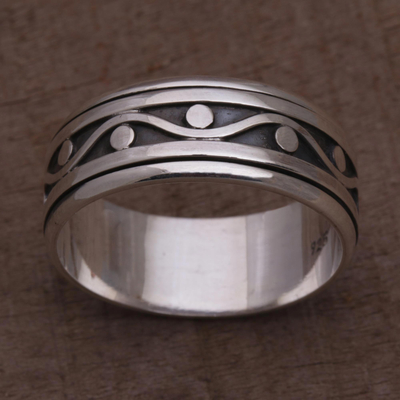 Sterling silver meditation spinner ring, Stream of Life