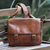 Leather messenger bag, 'Copper Traveler' - Handcrafted Leather Messenger Bag in Copper from Bali