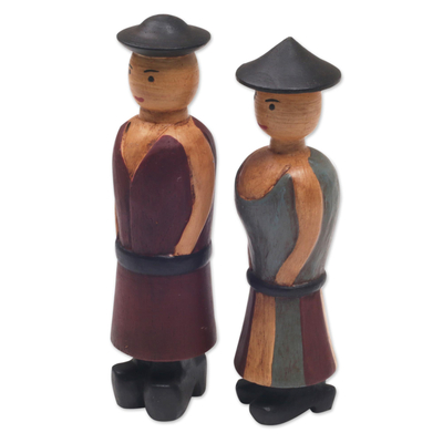 Holzfiguren, (Paar) - Handgeschnitzte Holzfiguren eines Bauernpaares aus Bali