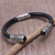 Onyx cuff bracelet, 'Heart of the Night' - Onyx and Sterling Silver Cuff Bracelet from Bali (image 2) thumbail