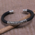 Sterling silver cuff bracelet, 'Night Majesty' - Sterling Silver and Black Rubber Cuff Bracelet from Bali (image 2) thumbail