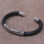 Sterling silver cuff bracelet, 'Night Majesty' - Sterling Silver and Black Rubber Cuff Bracelet from Bali (image 2c) thumbail