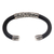 Sterling silver cuff bracelet, 'Night Majesty' - Sterling Silver and Black Rubber Cuff Bracelet from Bali