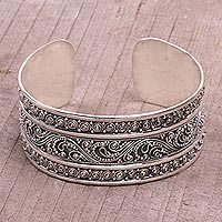 Featured review for Sterling silver cuff bracelet, Dotted Temple